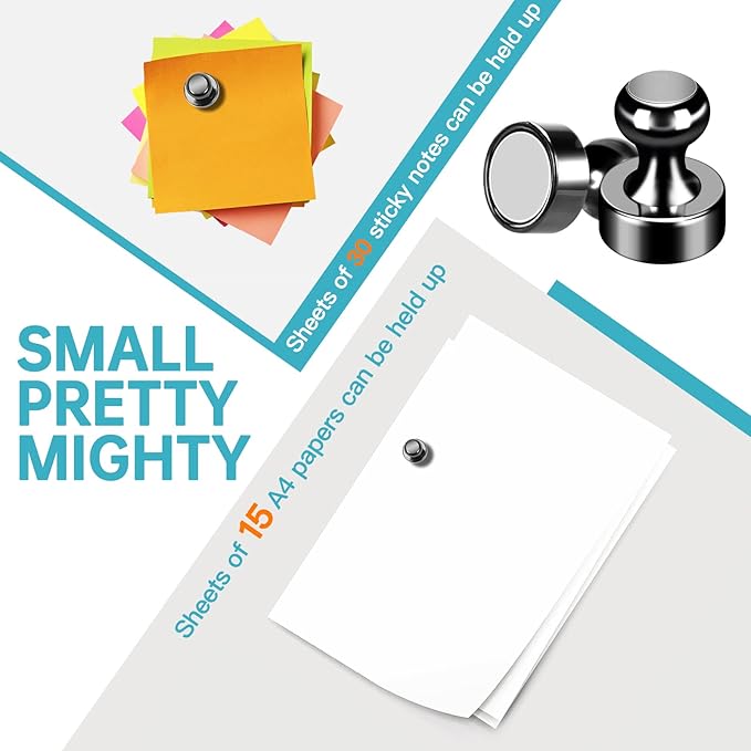 Pack of 24 Black Fridge Magnets Strong Refrigerator Magnets Push Pins Magnets for Whiteboard Office Classroom Map Kitchen Office Locker-DeskLoop Office