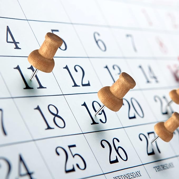 100Pcs Wood Push Pins, Thumb Tacks for Decorative, Wooden Pins and Tacks, Cork Board Thumbtacks, Cute Thumbtack for Wall and Bulletin Board, Map Pins-DeskLoop Office