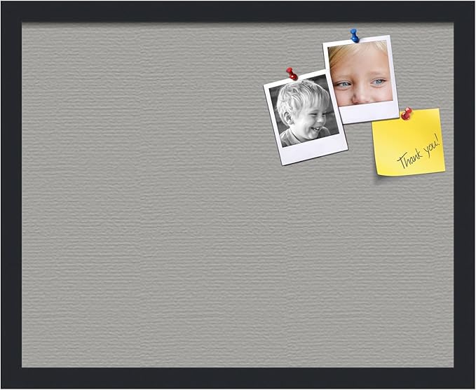 PinPix 20x16 Inch Cork Bulletin Board. This Decorative Framed Pin Board Comes with Dark Stone Design and a Satin Black Frame. Ideal for Home Office Decor or Message Board (PinPix-1808)-DeskLoop Office