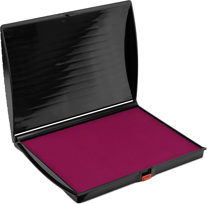 Large Premium Magenta Purple Ink Stamp Pad - 5" by 7" - Quality Felt Pad - Case with Closing snap-DeskLoop Office
