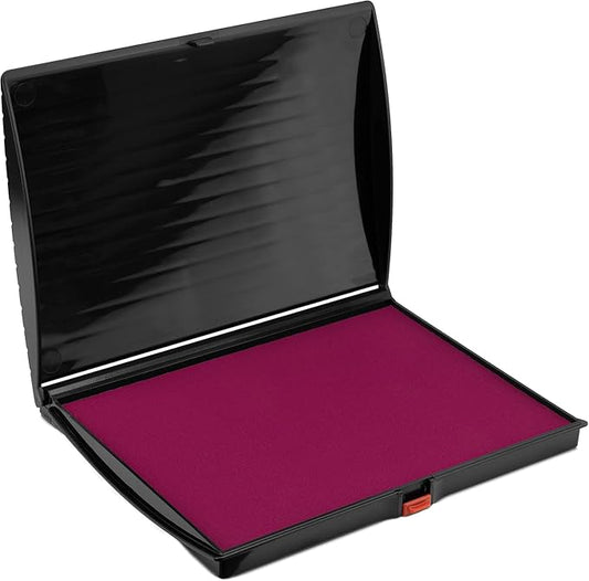 Large Premium Magenta Purple Ink Stamp Pad - 5" by 7" - Quality Felt Pad - Case with Closing snap-DeskLoop Office