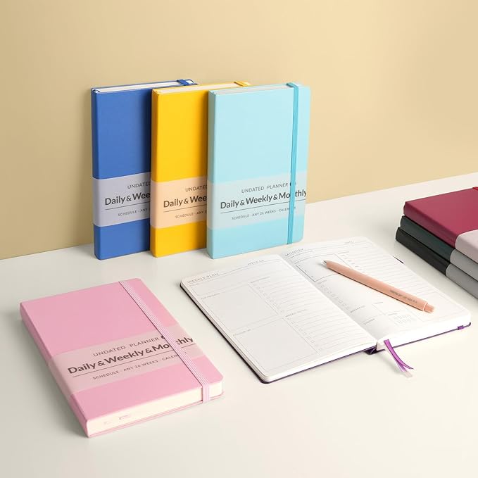 Undated Weekly Planner for 2025, Forvencer Simplified Daily & Weekly & Monthly Calendar Planner, Cute Daily Organizer Notebook, Agenda Journal to Track Goals & Tasks, Start Anytime, A5 Size, Purple-DeskLoop Office