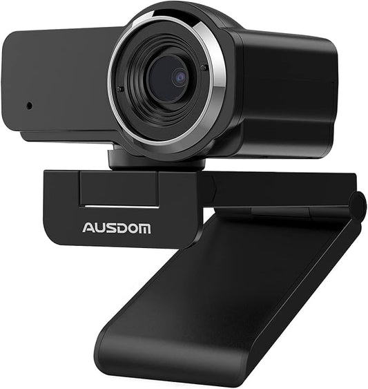 AUSDOM AW635 HD 1080p Webcam with Microphone, Plug & Play USB Streaming Webcam 60° Wide Angle with Low Light Correction for PC Mac Computer Laptop Online Class Zoom Webex Skype Google Meet Teams-DeskLoop Office