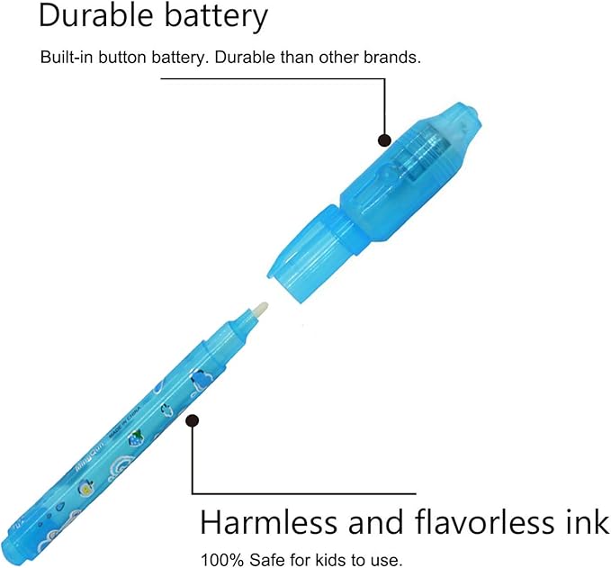 Invisible Ink Pen 24Pcs Spy Pen with UV Light Magic Marker Kid Pens for Secret Message and Birthday Party,Writing Secret Message for Easter Day Halloween Christmas Party Bag Gift-DeskLoop Office