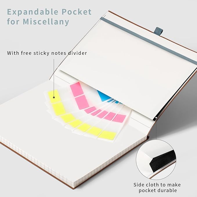 AHGXG Graph Paper Notebook - Grid Notebook Journal, 120 GSM Thick Graph Paper, Large B5 Notebook 96 Pages, Leather Softcover, for Graphing, Writing, Math, Engineering, 7.6'' X 10'' - Gray Blue-DeskLoop Office