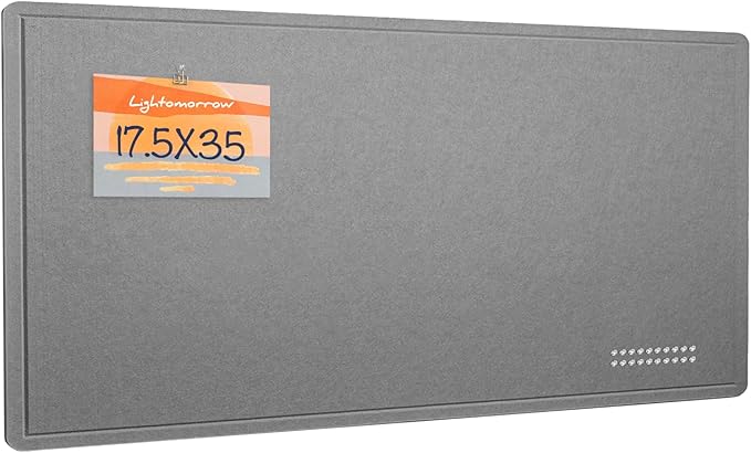 Bulletin Board, 35 x 17 1/2 inches Felt Board - Decorative Pin Board, Cork Board Alternative for Wall, Foldable Picture Board Self-Adhesive Vision Board Prayer Board with 20 Pushpins - Gray-DeskLoop Office