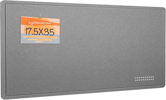 Bulletin Board, 35 x 17 1/2 inches Felt Board - Decorative Pin Board, Cork Board Alternative for Wall, Foldable Picture Board Self-Adhesive Vision Board Prayer Board with 20 Pushpins - Gray-DeskLoop Office