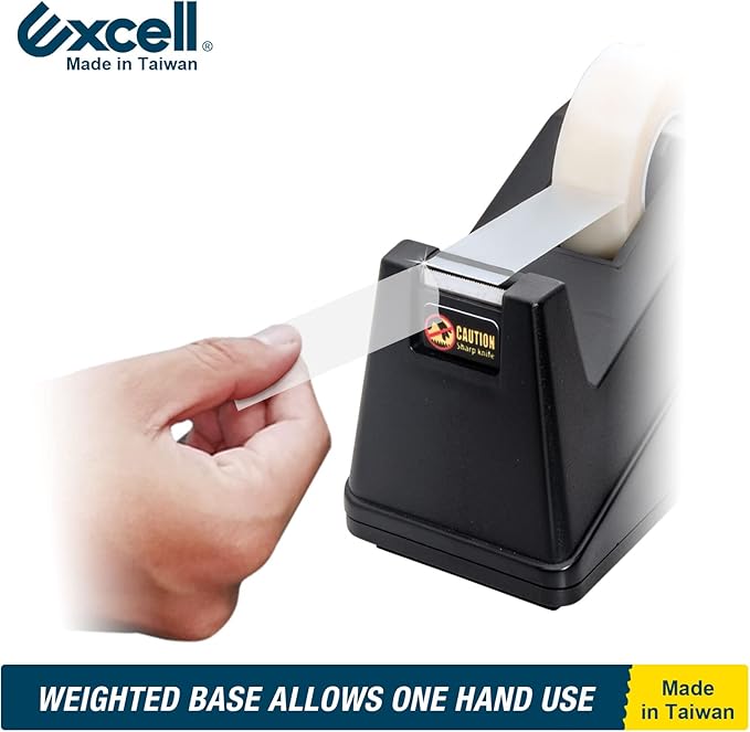 Excell Desk Tape Dispenser (1" core) with Non-Skid Base: Perfect for Office/School with Straight Tape cuts. Easy to use and Store with a Modern Design. Includes 3/4" Wide Tape Dispenser.-DeskLoop Office