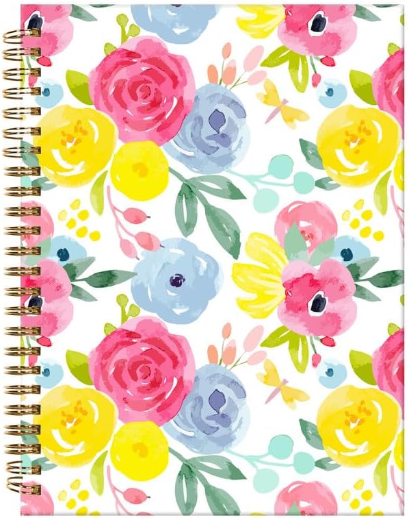 Spiral Journal Notebook,A5 Hardcover Lined Journals for Women Girl 6 x 8.3 in,120 Pages Thick Paper,Cute College Ruled Writing Notebook for Gifts Office Work School(Watercolor Rose Floral)-DeskLoop Office