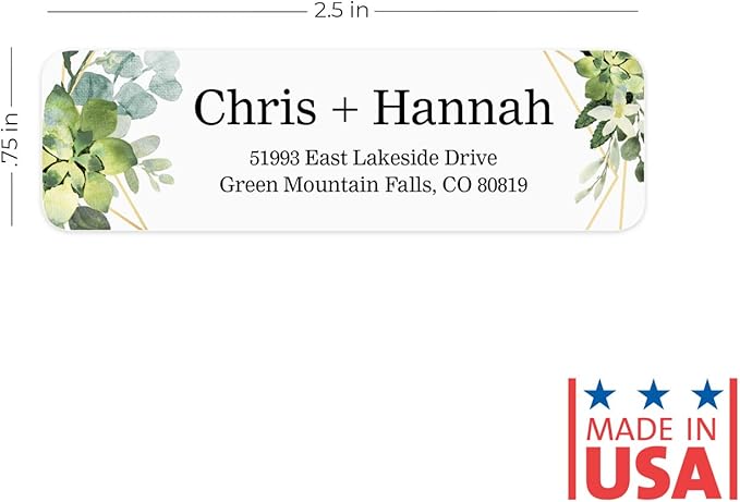 Greenery Frames Rolled Address Labels/Roll of 500 Personalized Address Labels/Designer Return Address Stickers in Elegant Plastic Dispenser-DeskLoop Office
