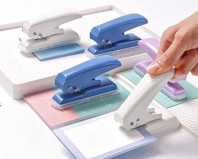 Single Hole Punch, 40 Sheets Punch Capacity Hole Puncher Heavy Duty Hole Puncher Single Small Hole Punch One Hole Puncher for Crafts Paper Cards Tags Scrapbook-1/4 inch Hole, Blue-DeskLoop Office