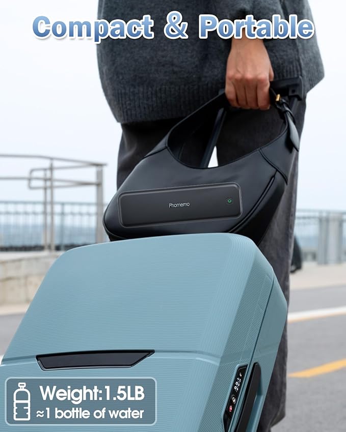 Phomemo M834 Portable Printer Wireless for Travel Upgraded, Bluetooth Thermal Printer 8.5" x 11"&A4, Compatible with iOS,Android & PC,Inkless Mobile Printers for Travel,Office,School,Home,Black-DeskLoop Office