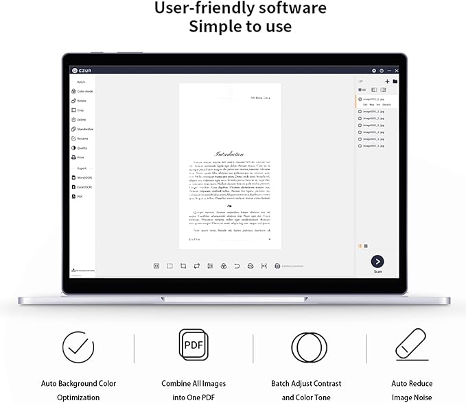 CZUR Aura Pro Portable Book Scanner, A3 Document Scanner, Auto-Flatten & Fingerprint Removal Technologies, Multi-Language OCR, 90° Foldable, for Mac & Windows-DeskLoop Office