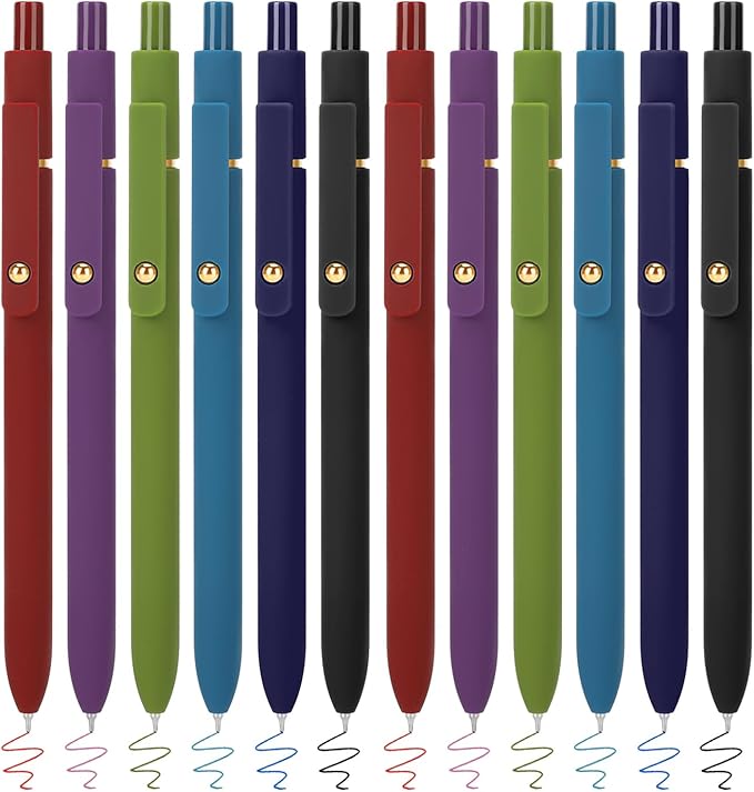FIOVER Colored Pens, 12 Pack Colorful Gel Pens, Quick-Dry 0.7mm Medium Point for Journaling, Note Taking, Doodling, Aesthetic Office School Supplies, Gifts for Women Men(12PCS Vintage Colorful)-DeskLoop Office