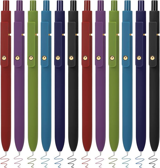 FIOVER Colored Pens, 12 Pack Colorful Gel Pens, Quick-Dry 0.7mm Medium Point for Journaling, Note Taking, Doodling, Aesthetic Office School Supplies, Gifts for Women Men(12PCS Vintage Colorful)-DeskLoop Office