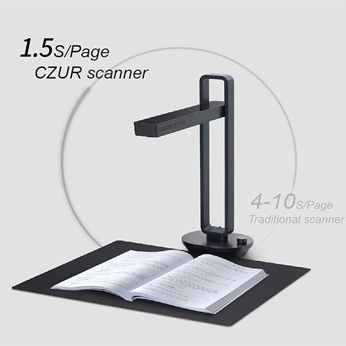 CZUR Aura Pro Portable Book Scanner, A3 Document Scanner, Auto-Flatten & Fingerprint Removal Technologies, Multi-Language OCR, 90° Foldable, for Mac & Windows-DeskLoop Office