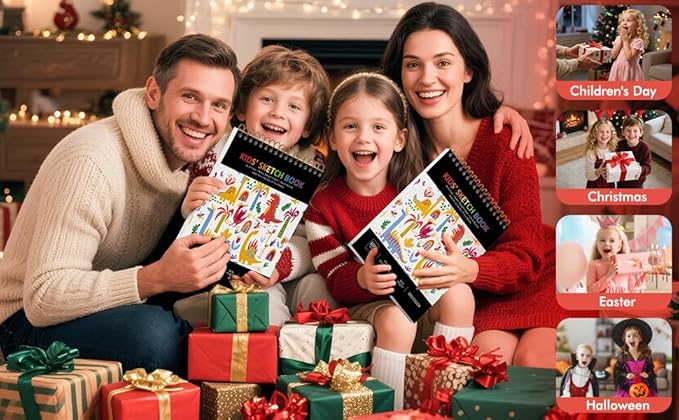 Soucolor 9" x 12" Kids Sketch Book, 100 Sheets Spiral Bound Art Sketchbook, Acid Free Artist Drawing Book Paper, Art Supplies for Adults, Craft Activities, Sketch Paper for Drawing Coloring Sketching-DeskLoop Office