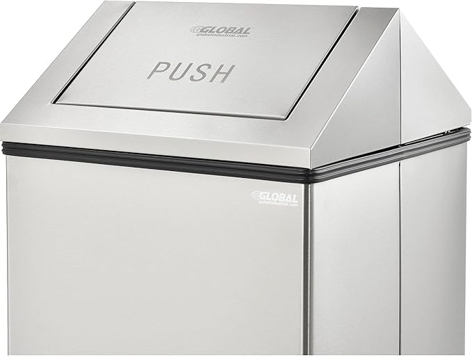 Global Industrial 40 Gallon Stainless Steel Swing Top Receptacle-DeskLoop Office