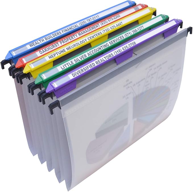 Ultimate Office MagniFile Hanging File Folders V- Bottom Letter Size with 11 inch Magnified Indexes That Double The Size of Your File Titles to Find Files Fast. (Set of 5 Frost)-DeskLoop Office