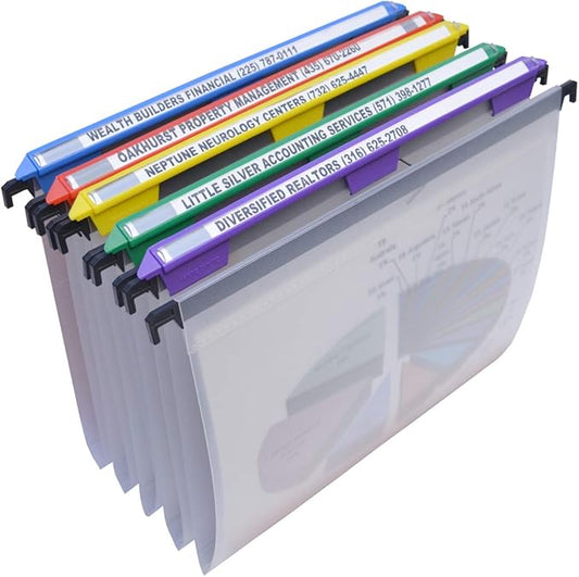 Ultimate Office MagniFile Hanging File Folders V- Bottom Letter Size with 11 inch Magnified Indexes That Double The Size of Your File Titles to Find Files Fast. (Set of 5 Frost)-DeskLoop Office