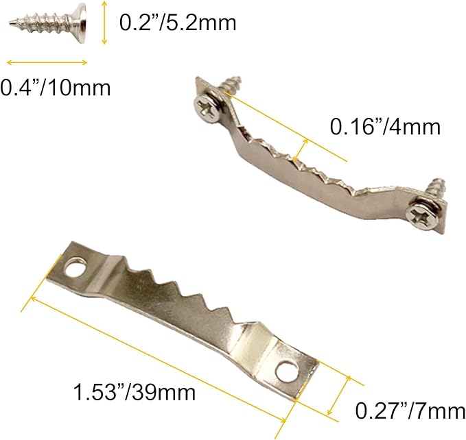 100 Pack Small Sawtooth Picture Hangers Steel Picture Hangers Picture Frames Hangers with Screws Picture Hang Solutions, for Hanging Clock Paintings Artwork Picture Frame Hook Photos (Silver)-DeskLoop Office