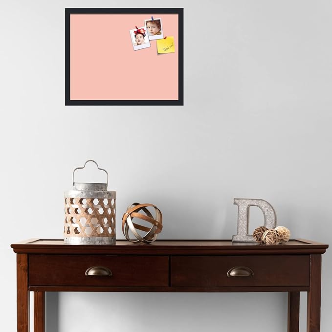PinPix 20x16 Inch Cork Bulletin Board. This Decorative Framed Pin Board Comes with Pink Pastel Design and a Satin Black Frame. Ideal for Home Office Decor or Message Board (PinPix-1813)-DeskLoop Office