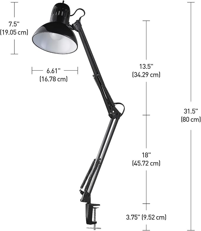 Globe Electric 12641 Architect 32" Swing-Arm Clamp-On Lamp, LED Bulb Included - Image 7