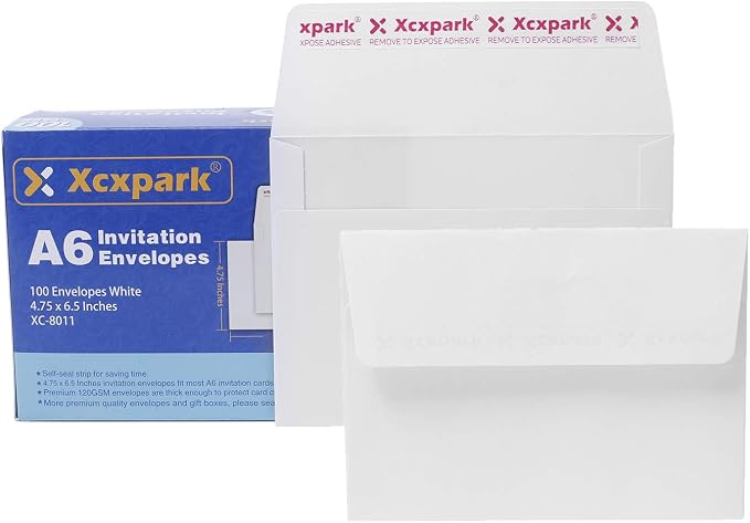 Xxcxpark 100 Qty Printable A6 Invitation Envelopes 4.75 x 6.5 inches Cards - Image 8
