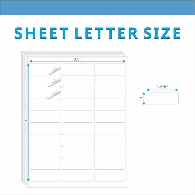 Address Labels, JIQEZNL Premium 1" x 2-5/8" Mailing Labels for Envelopes, 3000 Address Label Sticker Paper for Laser/Ink Jet Printer, White Blank Printable Sticker Labels 30 Per Sheet 8.5"×11"-DeskLoop Office