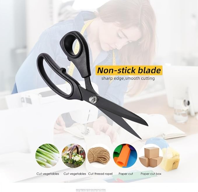 Jasni Scissors Set of 3 black titanium non stick blade anti rust Ergonomic Lightweight Soft Rubber Grip tailor scissors office student scissors for School, Office and Family Daily Use 10''/9''/6.5"-DeskLoop Office