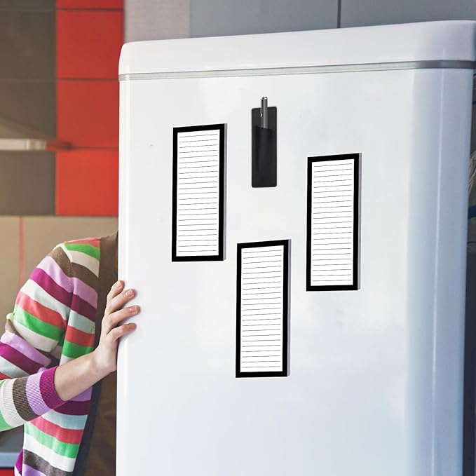 4 Pack Magnetic Note Pad for Fridge with Pen Holder, Totally 200 Sheets Magnetic To Do List, Shopping List, Grocery List, Memo Pads for Refrigerator(Black Border)-DeskLoop Office