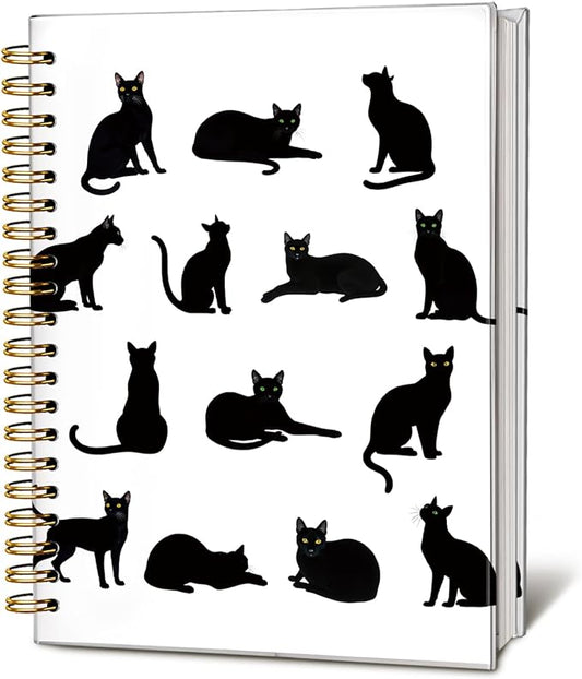 Cat Notebook, Cat Journal - Cat Gift Journal, Black Cat Spiral Notebook, Black Cat Gifts, Cat Notepad, Cat Stationary, College Ruled Spiral Notebook 80 Sheets -160 Pages 5.5x8.3 Inch-DeskLoop Office