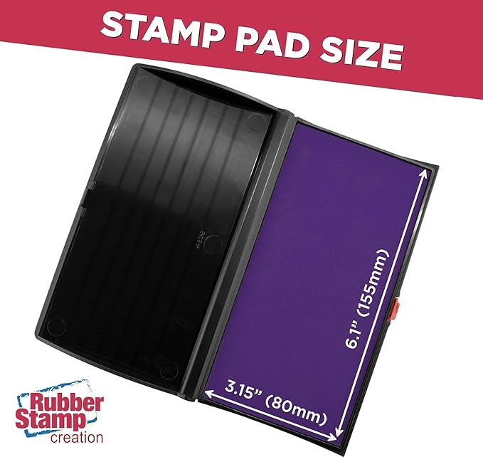 Large Premium Purple Ink Stamp Pad - 3" by 6" - Quality Felt Pad - Case with Closing snap-DeskLoop Office