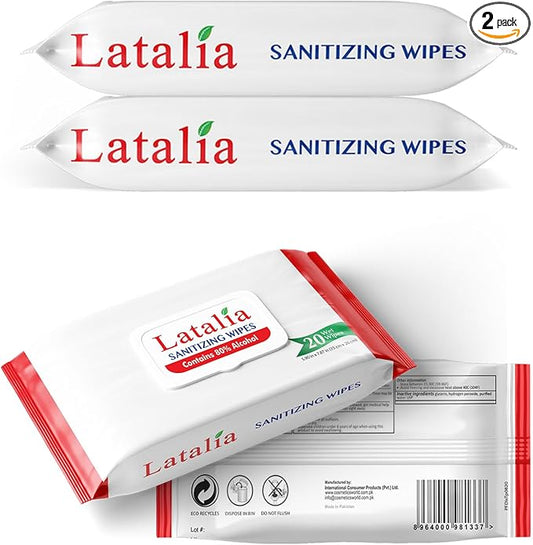 Hand Wipes | 80% Alcohol Hand Sanitizer Wipes for Hands & Face Moisturizing, Gentle, Convenient and Fragrance Free (Pack of 2, 20 Counts)-DeskLoop Office