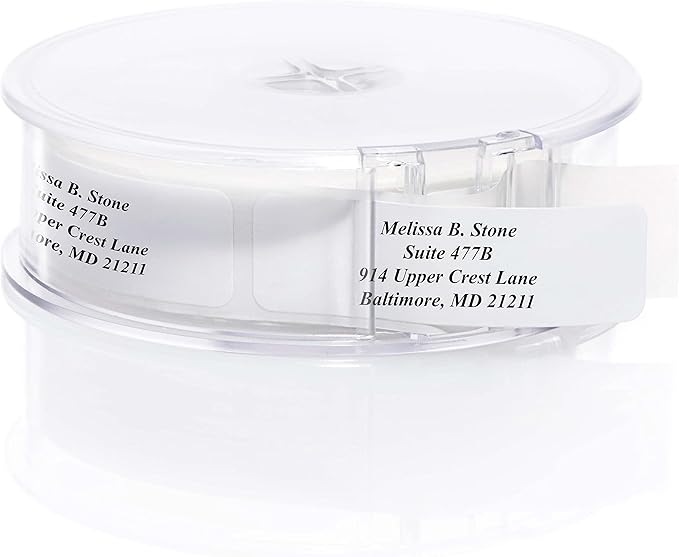 White Personalized Return Address Labels with Elegant Dispenser - Roll of 250 Custom Stickers-DeskLoop Office