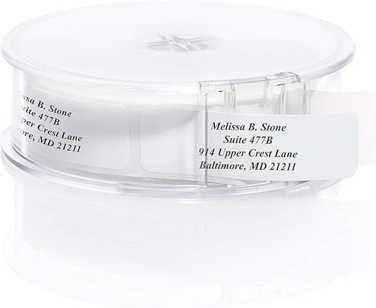 White Personalized Return Address Labels with Elegant Dispenser - Roll of 500 Custom Stickers-DeskLoop Office