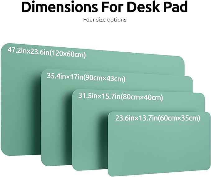 YSAGi Leather Desk Protector, Office Mat, Large Mouse Mat, Non-Slip PU Leather Blotter, Laptop Desk Mat, Waterproof Writing Pad for Office and Home (Green-Blue, 31.5" x 15.8")