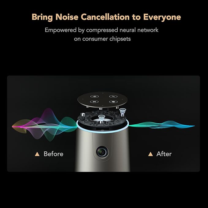 NUROUM C46 4K Video Conference Webcam, 8MP CMOS/AI Auto-Framing/5x Zoom, Conference Room Camera with Noise Cancelling Microphone&Speaker, 16ft Voice Pickup for PC/Laptop Zoom/Teams-DeskLoop Office