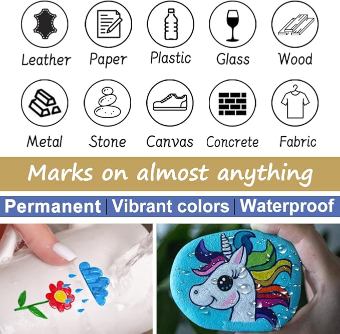 Overseas 48 Green Paint Pens, Oil Based Permanent Markers Set - Quick Drying, Waterproof, Fade-Resistant, Medium Tip Paint Markers Bulk for Wood, Metal, Rock, Ceramic, Plastic, Canvas, Glass, Rubber