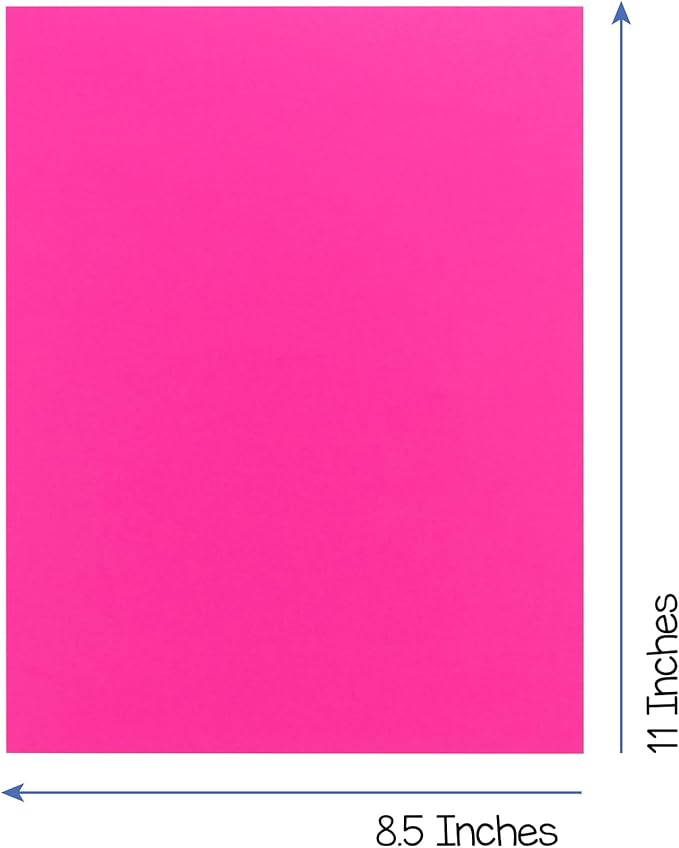 Hygloss Fuchsia Bright Colored Cardstock - 8.5x11-Inch, 90 Sheets, 65 lb/ 176 gsm, Fade-Resistant, Acid-Free Color Card Stock Paper-DeskLoop Office