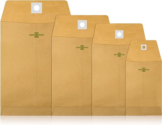 Frienda 4 Sizes Clasp Envelopes Kraft Paper Catalog Clasp Envelope with Closure for Filing, Storing or Mailing Documents, 50 Pieces(5 x 7 In, 6 x 9 In, 9 x 12 In, 10 x 13 In,Brown)-DeskLoop Office