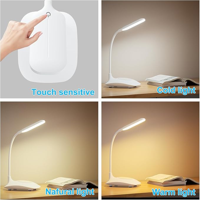 LED Desk Lamp Wireless Charging Desk Lamp with Touch Control Dimmable Office Desk Light Eye-Caring Office Lamp with Adjustable Gooseneck Table Lamp, Reading Lamp Table Lamp for Bedroom Bedside Study-DeskLoop Office