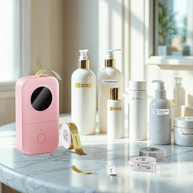 Phomemo D30 Label Maker Machine with 3 Tapes - White Clear Gold Labels, Portable Handheld Bluetooth Mini Label Maker Printer, Multiple Templates for Smartphone Thermal Small Label Printer Rechargeable-DeskLoop Office