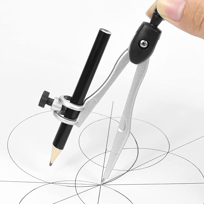 Math Geometry Kit Sets 10 Piece Student Supplies with Shatterproof Storage Box,Includes Rulers,Protractor,Compass,Eraser,Pencil Sharpener,Lead Refills,Pencil,for Drafting and Drawings(Black)-DeskLoop Office