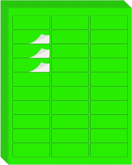 STARLIBOO 1" x 2-5/8" Address Labels- Neon Color Fluorescent Stickers for Laser/Inkjet Printer mailing Labels 8.5"×11"- Fluorescent Green-DeskLoop Office