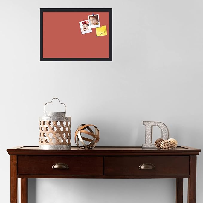 PinPix 20x14 Inch Cork Bulletin Board. This Decorative Framed Pin Board Comes with Crimson Pastel Design and a Satin Black Frame. Ideal for Home Office Decor or Message Board (PinPix-1807)-DeskLoop Office