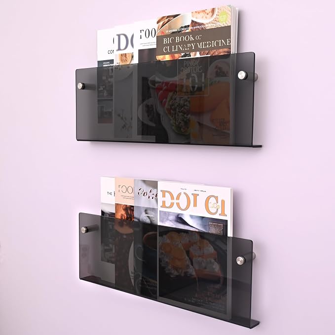 2 Pcs Acrylic Magazine Rack, Hanging Bookshelf Literature Storage Rack - Image 7