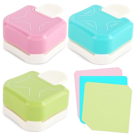 LOVEINUSA 3PCS 3-in-1 Punch Set (Rounder + Beauty Shape + Chamfer Edges), 3 Way Cutter for Scrapbooking, Photocards & DIY Paper Crafts, Works Great with Laminate, Precision Professional Cutting-DeskLoop Office