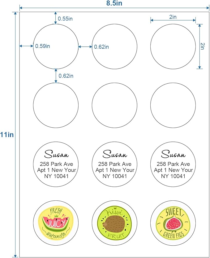 Methdic 2" Diameter High Visibility Printable Round Labels,Matte White,360 Customizable Blank Stickers-DeskLoop Office