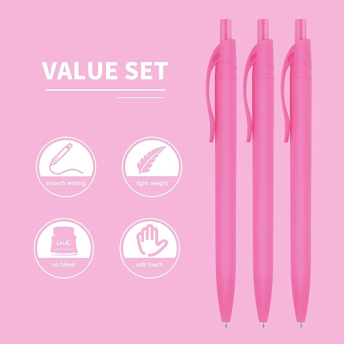 deegtran Pens Bulk, 50 Pack No Bleed Click Pens, Wholesale Retractable Ballpoint Pens, Pen Medium Point, Smooth Ink Pen, 1.0MM Pink Ink-DeskLoop Office